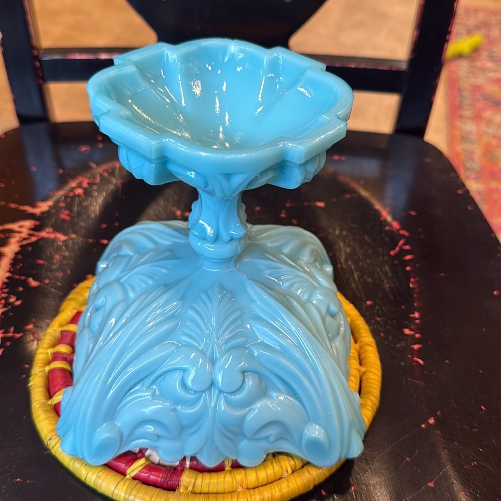 Vintage Blue Pedestal Bowl - Picture 5 of 8